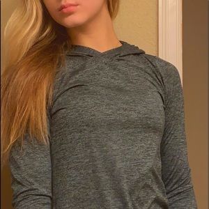 Long sleeve gray shirt w/ hood XS but fits like S